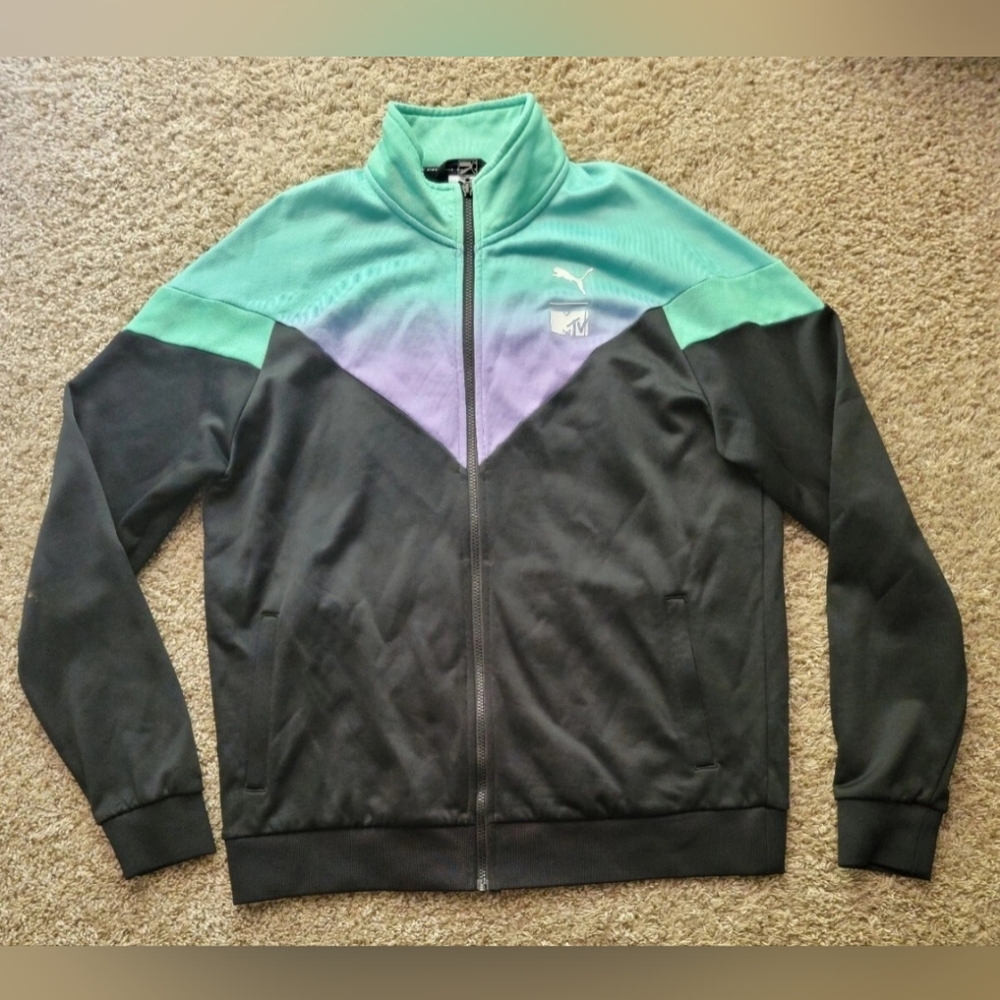 Puma × Mtv Men's MCS Skull Head Track Suit Black & Green Full Zip Jacket Size XL